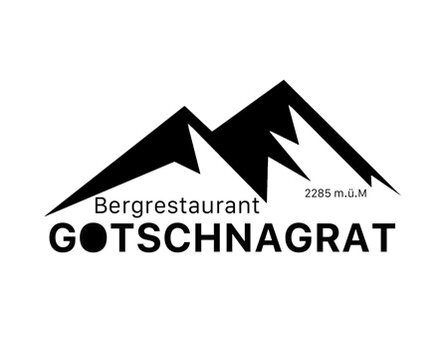 Logo des Gotschnagrat in Blau und Weiss geziert durch Silhouette des Restaurants. | © Davos Klosters Mountains