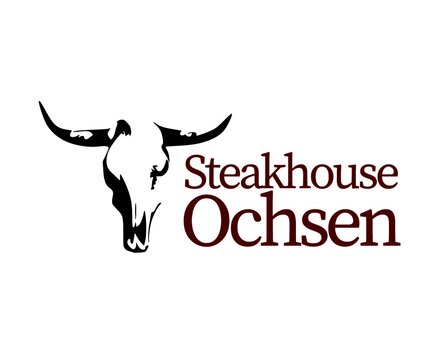Schwarz rotes Logo des Steakhouse wird von einem Ochsen geprägt. | © Davos Klosters Mountains